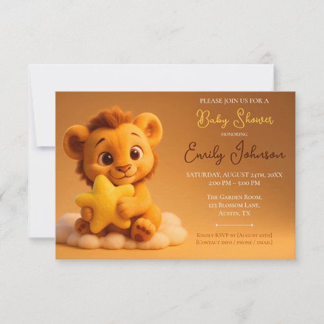 Baby Shower Invitation – Little Lion & Star (Front)