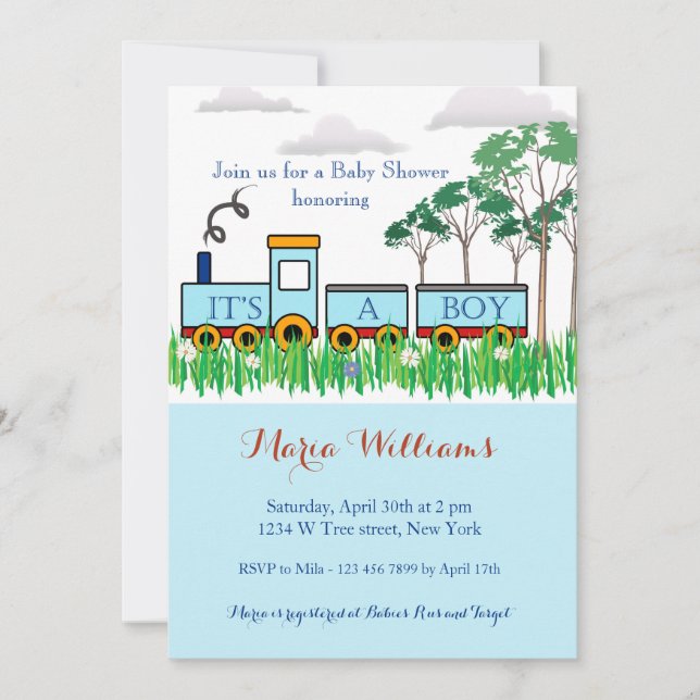 Baby Shower invitation - little train (Front)