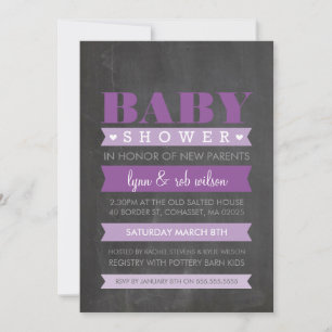 BABY SHOWER INVITATION moderne chalkboard violet
