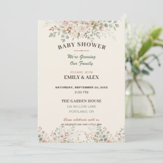 Baby Shower Invitation Neutral Botanical Boho