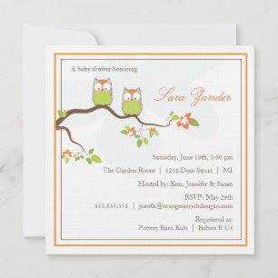 Baby Shower Invitation - Neutral Twin Baby Owls