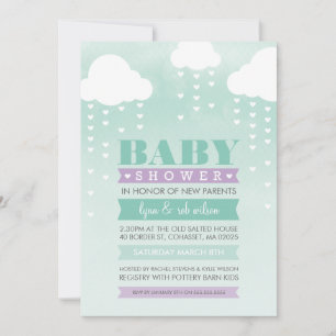 BABY SHOWER INVITATION ombre d'aquarelle menthe vi
