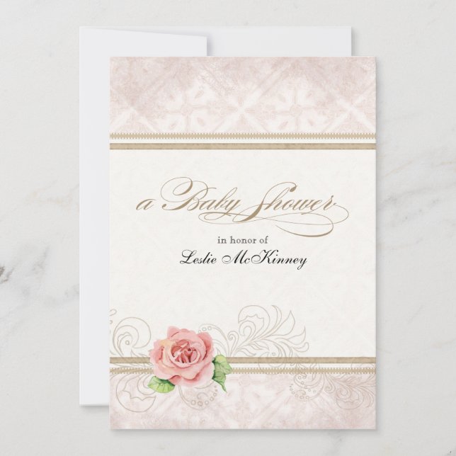 Baby Shower Invitation - Our Little Princess, Rose (Front)