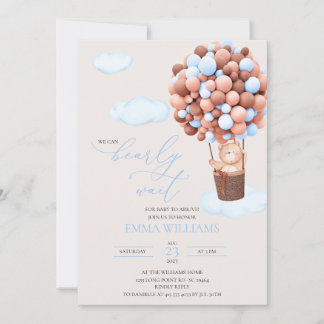 Baby shower Invitation Ours bleu Bearly Attendre! 