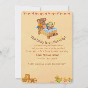 Baby shower Invitation Ours en pelée