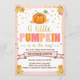 Baby shower invitation Petit Citrouille Rose fille