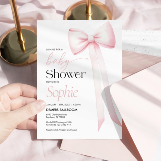 Baby Shower Invitation Pink Coquette Bow  (Creator Uploaded)
