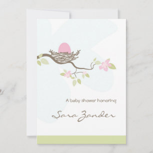 Baby Shower Invitation - Pink Egg in Nest