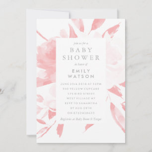 Baby Shower Invitation Pink Floral Watercolor