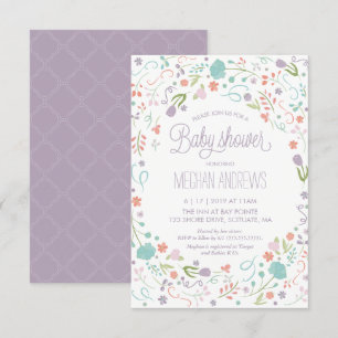 Baby Shower Invitation, Pretty Flowers Girl Invite
