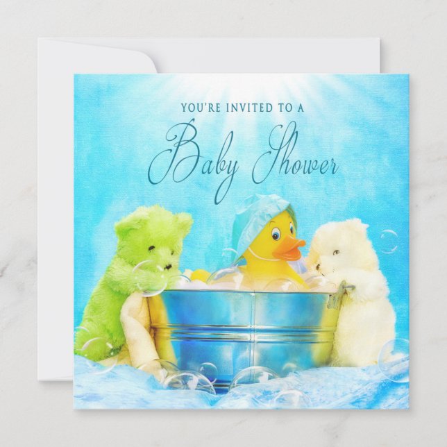 BABY SHOWER INVITATION - RUBBER DUCKY & FRIENDS (Front)