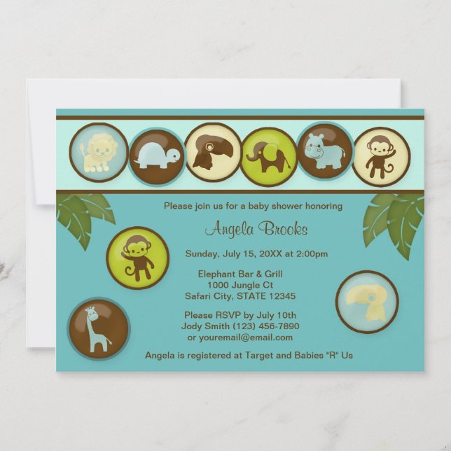 Baby shower Invitation Safari Animaux DDS (Devant)