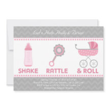 Baby Shower Invitation - Shake, Rattle & Roll