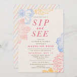 Baby Shower Invitation *Sip And See*<br><div class="desc">Use this english inspired invitation to set the tone for a lovely and special sip and see. Delicate blue,  pink and yellow flowers frame your text and the new baby's name. (Note: background is ecru not white)</div>