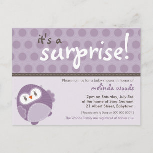 BABY SHOWER INVITATION :: surprise owl 1 Postcard