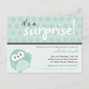 BABY SHOWER INVITATION :: surprise owl 3 Postcard