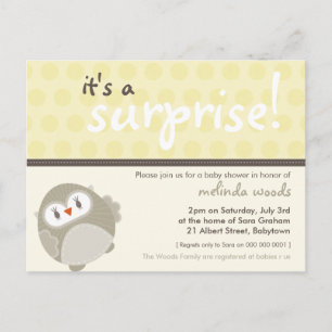 BABY SHOWER INVITATION :: surprise owl 8 Postcard