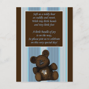 Baby Shower Invitation Teddy bear wtih poem BOY Postcard