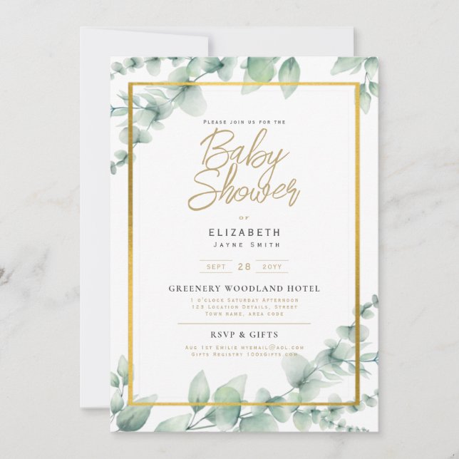 Baby shower Invitation Verdure Boho Garden (Devant)