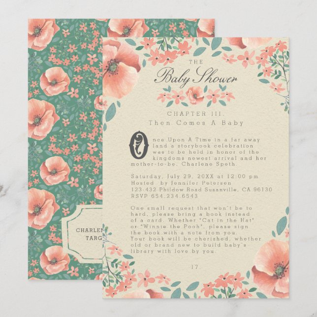 BABY SHOWER INVITATION | Vintage Floral Storybook (Front/Back)