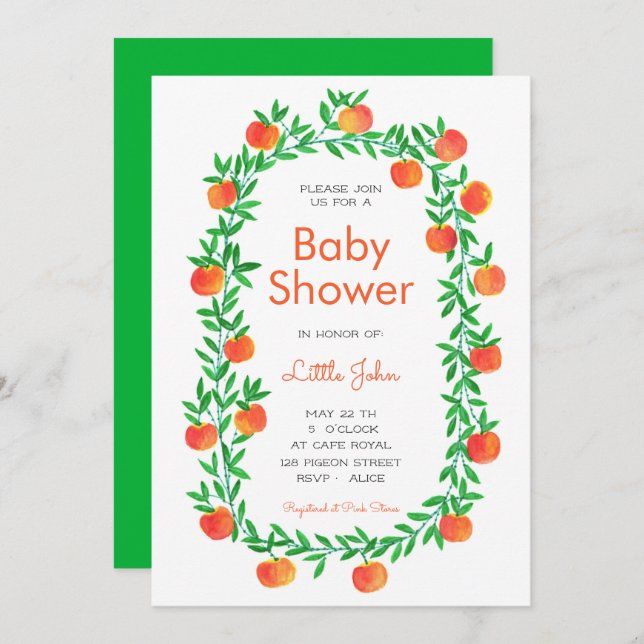 Baby Shower Invitation |  Watercolor Robin Hood (Front/Back)