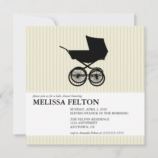 Baby Shower Invitation with Baby Buggy (Front)