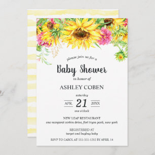 Baby Shower Invitation with Cascading Sunflowers