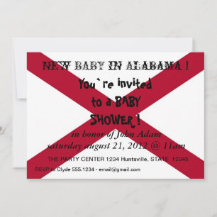 Baby Shower Invitation with Flag of Alabama,U.S.A.