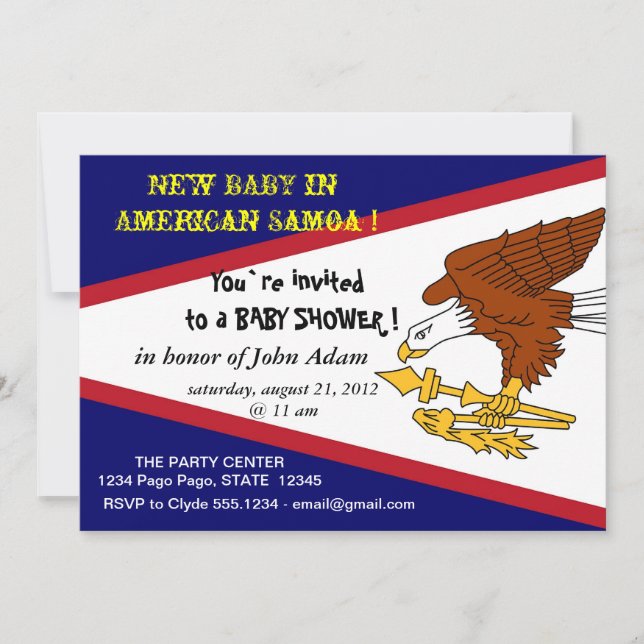 Baby Shower Invitation with Flag of American Samoa (Front)