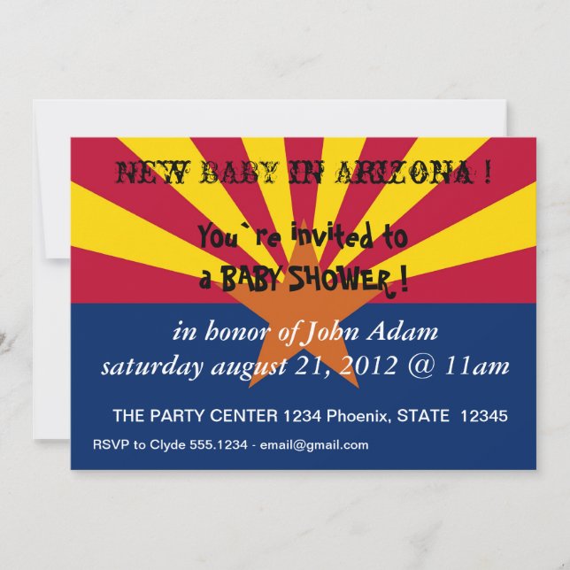Baby Shower Invitation with Flag of Arizona,U.S.A. (Front)