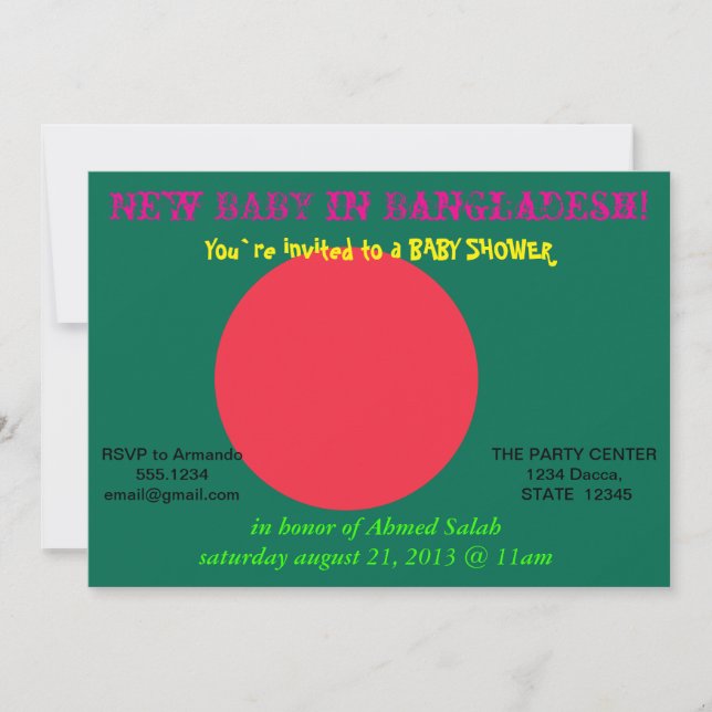 Baby Shower Invitation with Flag of Bangladesh (Front)