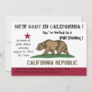 Baby Shower Invitation with Flag of California