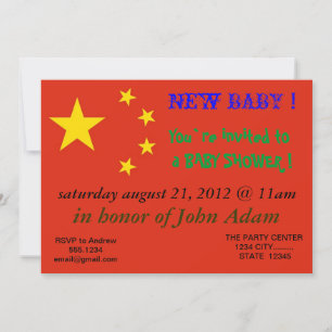 Baby Shower Invitation with Flag of China