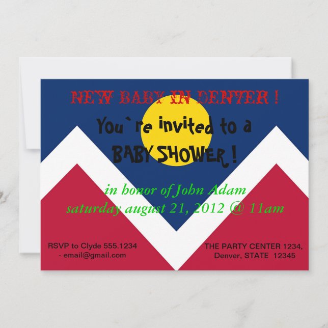 Baby Shower Invitation with Flag of Denver City (Front)
