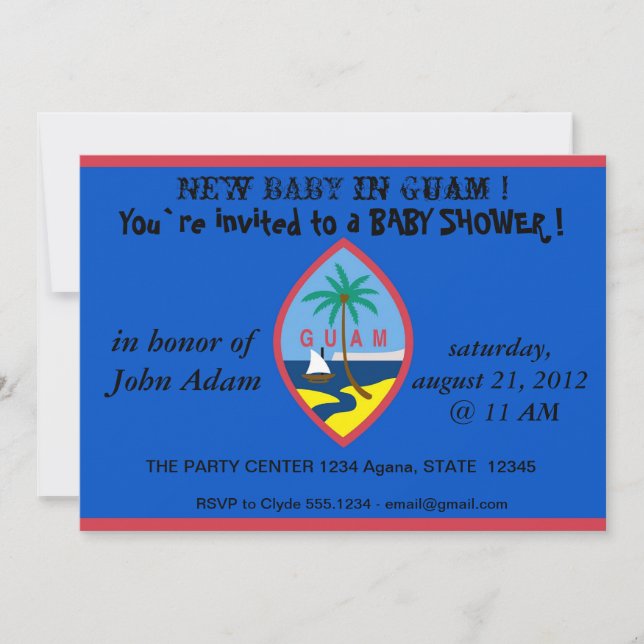 Baby Shower Invitation with Flag of Guam (Front)