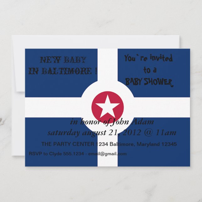 Baby Shower Invitation with Flag of Indianapolis (Front)
