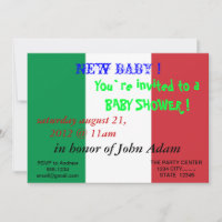 Baby Shower Invitation with Flag of Italy