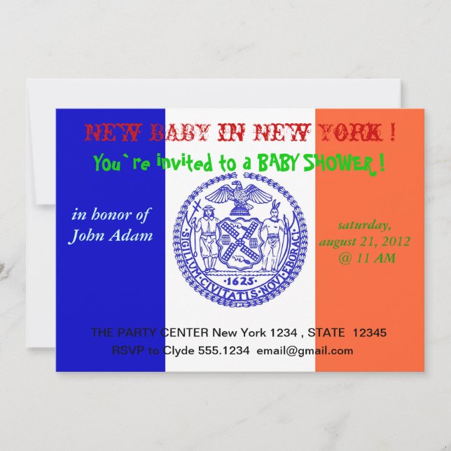 Baby Shower Invitation with Flag of New York (Front)