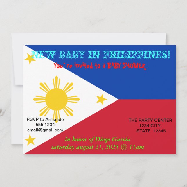 Baby Shower Invitation with Flag of Philippines (Front)