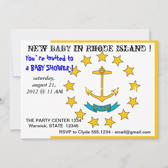 Baby Shower Invitation with Flag of Rhode Island (Front)