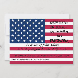Baby Shower Invitation with Flag of U.S.A.
