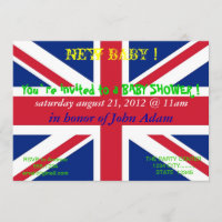 Baby Shower Invitation with Flag of United Kingdom