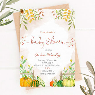Baby shower invitation with pumpkins