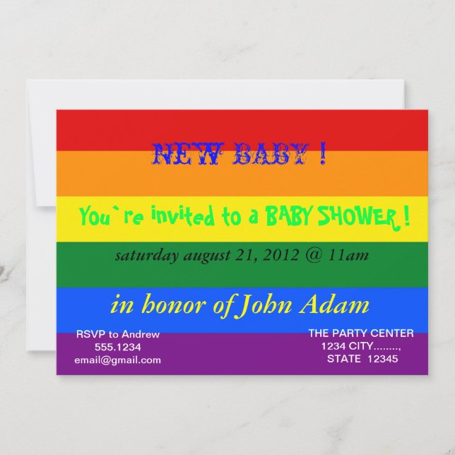 Baby Shower Invitation with Rainbow Flag (Front)