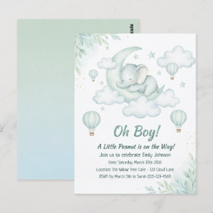 Baby Shower invitation with Sleeping Baby Elephant Postcard