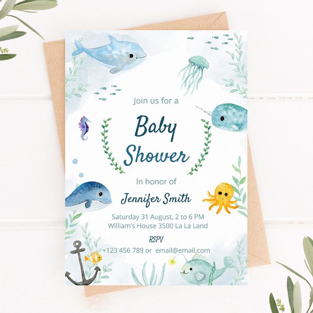 Baby Shower invitation with under the sea theme (Creator Uploaded)