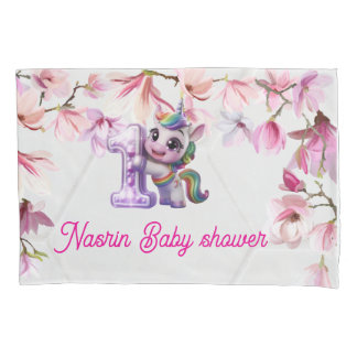 Baby Shower Invitation with Unicorn  Pillowcase