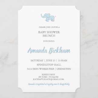 Baby Shower Invitation with Watercolor Elephant