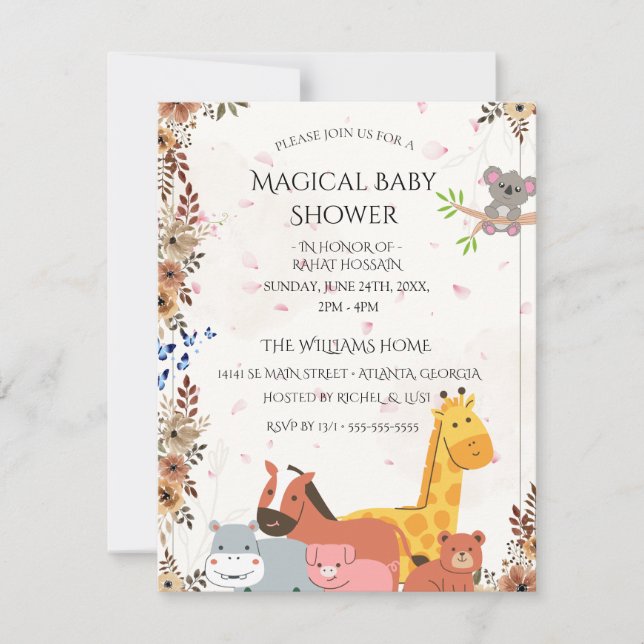 Baby Shower Invitations | Custom Wildflower Card (Devant)