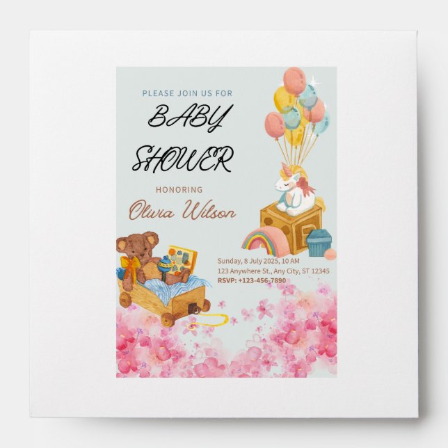 Baby shower invitations customize able envelope (Front)